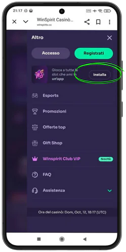 WinSpirit Casino Kattintson a telepítésre