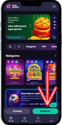 Registrati nel casinò WinSpirit