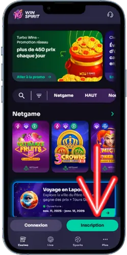 Inscrivez-vous au casino WinSpirit