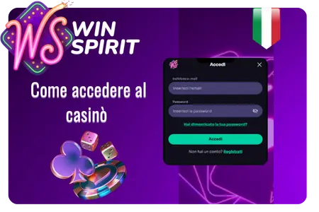 Il portale di accesso al casinò WinSpirit esegue l'autenticazione