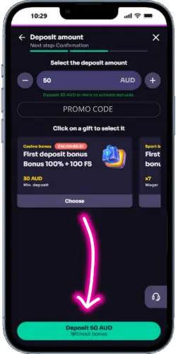 Enter your deposit WinSpirit