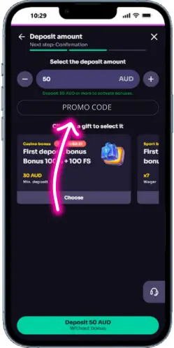 Enter promotional code WinSpirit