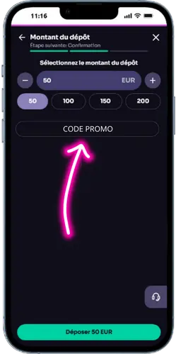 Entrez le code promotionnel WinSpirit