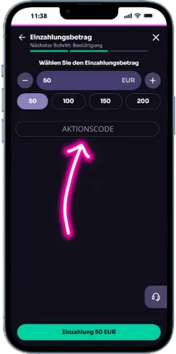 Geben Sie den Aktionscode WinSpirit ein